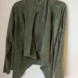 Blank NYC Olive Green Faux Suede Drape Women's Jacket